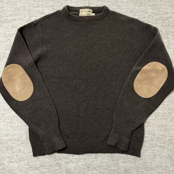 Vintage Towne And King 100% Wool Sweater Suede Elbow Patches Mens Size 40 Brown - Picture 1 of 3